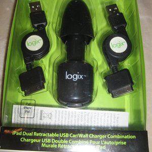 Logix IPad Dual Retractable USB Car/Wall Charger Combo $5.00 As An Add On Item